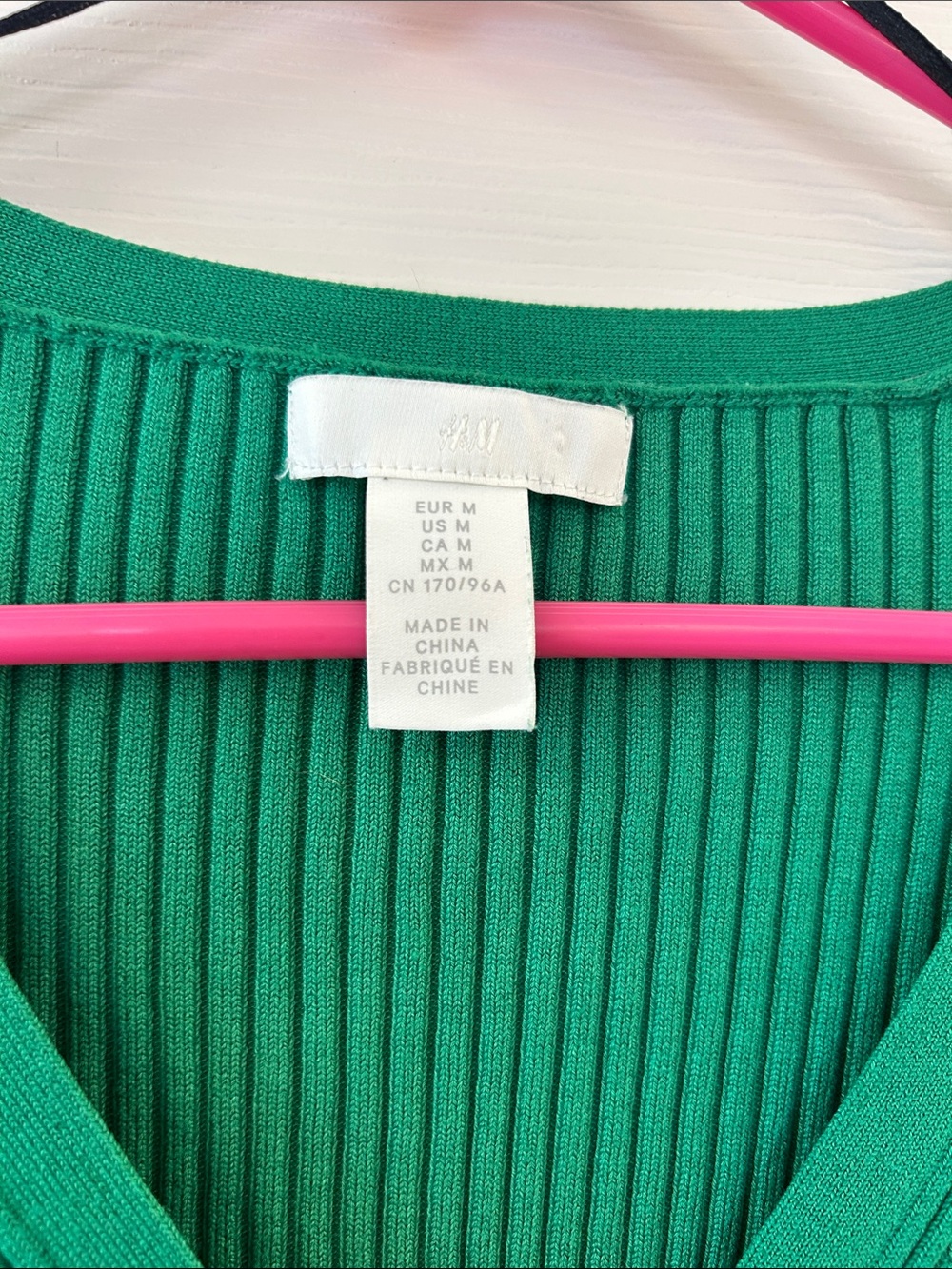H&M Emerald Green Ribbed V-Neck Cardigan - Picture 3 of 4